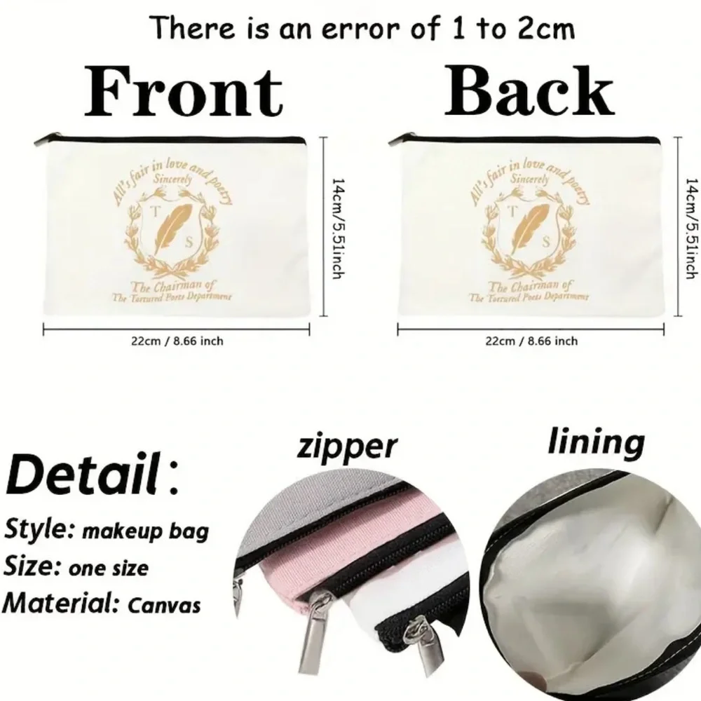 Cosmetic/ Travel Bag with Zipper & Print of Taylor Swift’s Slogan for TTPD NEW